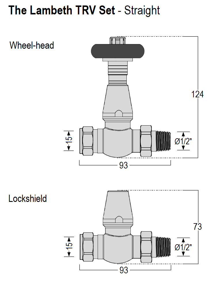 Lambeth Straight TRV Set - Polished Chrome